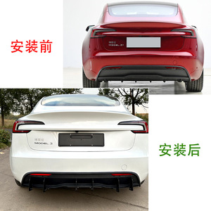สปอยเลอร์หลัง Tesla Model 3 สีดำเงา แบบ Ducktail พร้อมดิฟฟิวเซอร์กันชน รุ่นปี 2023+ Facelift - Product Image 4