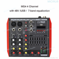 Console de mixage DJ karaoké portable YAMAHA MG4 4 canaux bleue avec carte son 2+2, USB, alimentation fantôme 48V et égaliseur 7 bandes