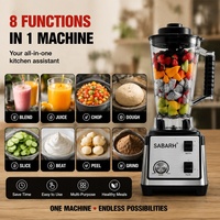 Elektrische zware blender met 8 functies, multifunctionele smoothie-, sapcentrifuge-, mixer-, grinder- en voedselverwerker voor huishoudelijk gebruik, 4L kan, 5+