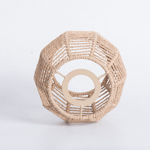 Paper <b>Rope</b> Woven Pendant Lamp Shade Round Handmade Yellow For Indoor <b>Lighting</b> Decoration - Product Image 3