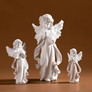 White Angel Resin Sculpture Statue Presente Angel Figurines e estátuas Jardim Little Girl Angels Outdoor Statue Praying