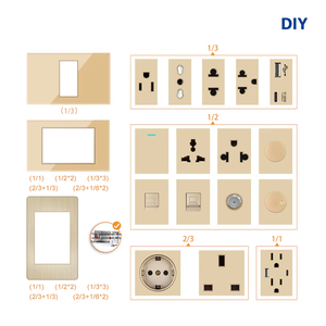 BAOBEN Prise Murale Standard UE Italie avec Interrupteur USB Charge Rapide Type C, Module de Fonction DIY 4*2 4*4, Doré - Product Image 2
