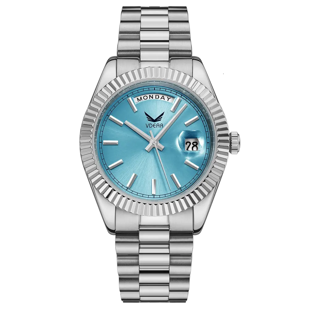 Reloj clásico de cuarzo resistente al agua de lujo para Hombre, Reloj azul con fecha para Hombre, Reloj con logotipo personalizado para Hombre