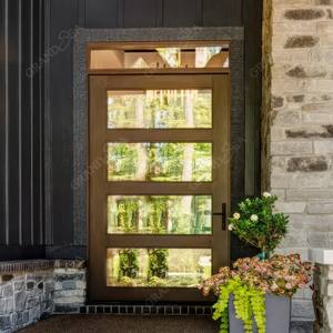 Cerradura Inteligente para Puerta de Entrada Principal de Casa Moderna con Cámara, Luz Lateral, Puerta Pivotante de Aluminio y Vidrio - Product Image 5