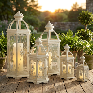 LED Flameless Black & White Candle Lanterns Indoor & <b>Outdoor</b> <b>Plastic</b> Decorative Lights for Home Decor - Product Image 2