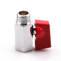 Robinet à bille miniature 1/4" NPT en laiton et acier inoxydable, avec isolation à passage complet et finition chromée poli miroir