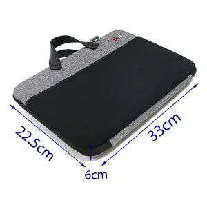 Custom Logo Leather Handle Rectangle Black Business Portable Neoprene Laptop Case With Shoulder Strap Case Eva Laptop Sleeve