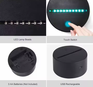 3D Acrylic ánh sáng ban đêm cơ sở với 16 màu sắc điều khiển từ xa dẫn ánh sáng - Product Image 4