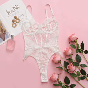 Lady <span class=keywords><strong>Sexy</strong></span> Lingerie Corsés Butt Lifter Malla transparente Tentación Bodysuits para mujeres Blanco Una pieza Tight Comfort Ropa interior - Product Image 5