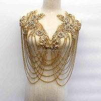 Frange de Luxe 3D Écologique à Paillettes de Cristal avec Motifs Strass pour Broderie à Coudre sur Vêtements