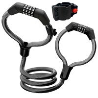 Cadenas à câble en acier à combinaison à quatre chiffres à double tête pour vélos et trottinettes électriques ; Antivol à câble avec fixation intégrée