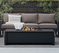 Meubles de jardin avec foyer, ensemble de meubles de patio modernes, meubles d'extérieur en aluminium tendance avec table basse à foyer
