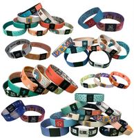 Bracelet promotionnel en polyester sublimé, résistant aux déchirures, avec impression couleur personnalisée du logo, idéal pour les fêtes, le sport et les festivals
