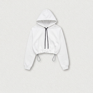 Women's Stand Collar Woven Printed Front Logo Hoodie Popular <b>Cropped</b> <b>Tops</b> Custom Design Casual Young Girls Hoodies - Product Image 4