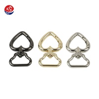 Accessoires de quincaillerie pour sacs au design créatif, en alliage de zinc, forme cœur et fleur, crochets mousquetons pivotants en métal nickel doré clair pour sangle