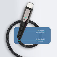 Câble USB en nylon tressé en forme de L à 90 degrés, 60W/3A, charge rapide, alliage de zinc, chargeur de type C, matériau en cuivre pur, IOS