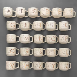 New Design Professional 13.8Oz Personalized Monogram J Dishwasher Safe <b>Coaster</b> and Stir Spoon Set <b>Ceramic</b> Mug - Product Image 1