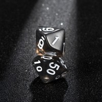 Lot de 7 dés polyédriques en acrylique noir fumé, personnalisables, vente directe d'usine, avec chiffres blancs pour jeux de société