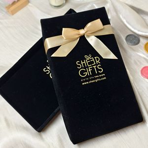 Fancy Velvet Gift <b>Box</b> Packaging with Satin Ribbon and Customized Gift <b>Card</b> Holder Greeting <b>Card</b> with Envelope - Product Image 3