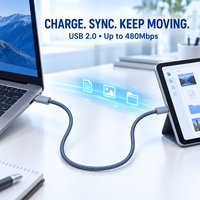 Câble de charge rapide USB C vers USB C personnalisable 60W avec connecteur ABS à embout en nylon tressé pour téléphones, tablettes, ordinateurs portables