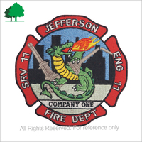 Personnalisation de patchs brodés à la machine en tissu sergé écologique pour les pompiers, à appliquer sur les chapeaux