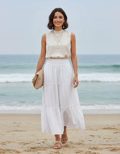 Elegante Falda de Algodón Cambray para Mujer, Ligera, Transpirable, Cómoda y Estilosa, Perfecta para Ocasiones Casuales, Trabajo y Viajes - Product Image 3