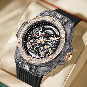 Montre automatique pour homme de luxe transparente, étanche, de haute qualité, avec bracelet en caoutchouc, personnalisable, livraison directe - Product Image 2