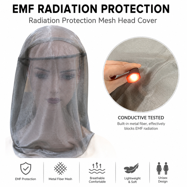 High Quality Silver Fiber EMF Protection Radiation Shielding Mesh Hood for Outdoor Travel
