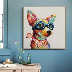 Haupt dekoration moderne handgemachte Leinwand Bild Pop Tier Wand kunst abstrakte Hunde gemälde