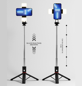 130CM Portable Voyage De Poche Extensible Cellulaire Téléphone Mobile Trépied <span class=keywords><strong>Selfie</strong></span> Bâton Titulaire Stand <span class=keywords><strong>Bluetooth</strong></span> avec Lampe Double Lumière - Product Image 3