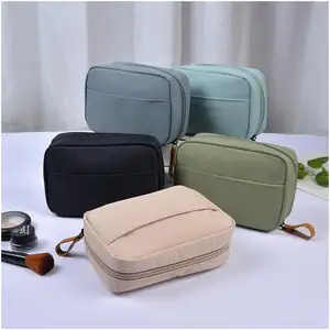 Trang Điểm Túi Du Lịch Bolsas Lona encerada Dây Kéo Màu Đen Dây Kéo Cho Phụ Nữ Tùy Chỉnh Nhựa Lưu Trữ Tre Túi Mỹ Phẩm