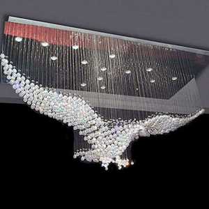 Lustre moderne en cristal au design <span class=keywords><strong>aigle</strong></span>, grande lampe suspendue LED pour hôtel, villa, salle de banquet simple, salon - Product Image 3