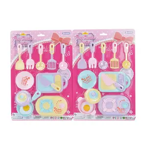 Günstige Kunststoff Rosa Lustige Pretend Play Küche Geschirr Set Spielzeug Für Mädchen