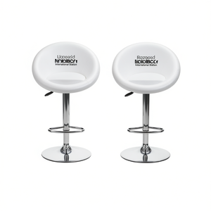 Ensemble de 2 tabourets de bar blancs, base chromée réglable, design moderne et contemporain, pour bar à domicile, usage commercial - Product Image 1