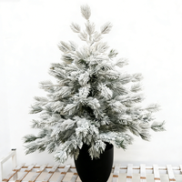 Sapin de Noël artificiel floqué de haute qualité, personnalisé, écologique, en pot de petite taille, multicolore, à piles