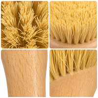 Brosse de cuisine en sisal naturel avec manche en bois de hêtre, best-seller, pour la vaisselle, les casseroles, les poêles, les légumes, écologique, zéro déchet