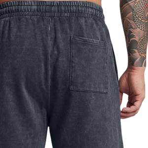 Shorts décontractés pour hommes 100% coton, respirants, séchage rapide, effet délavé à l'acide, taille élastique - Product Image 5