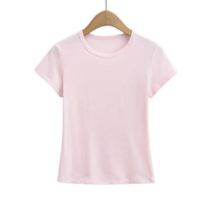 <span class=keywords><strong>Camiseta</strong></span> de Manga Corta Informal, Estilo Europeo y Americano, Estilo Primavera, Simple, Básica, Sexy, con Cuello Redondo - Product Image 5