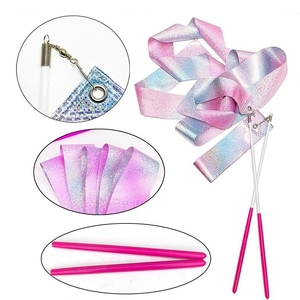 Ruban de danse scintillant couleur sirène en gros, 2m/4m/6m, ruban de gymnastique fluide pour l'entraînement de danse artistique des enfants - Product Image 3