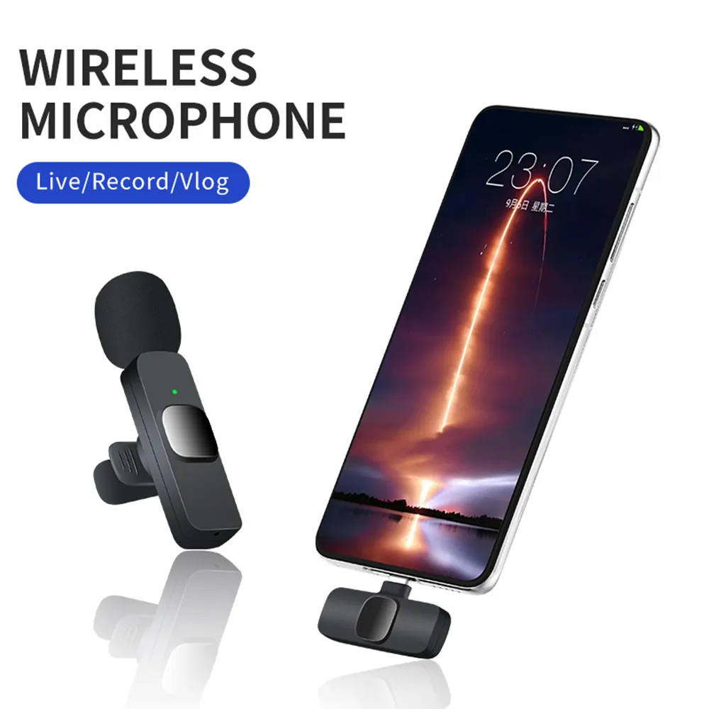 Factory wholesale Portable Wireless Stereo Lavalier Microphone Live Interview Outdoor Mini Noise Cancelling Lapel Mic