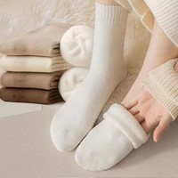 Chaussettes mi-mollet épaisses en tissu éponge tricoté pour femme, chaudes pour l'hiver, décontractées, en coton avec revers rembourré, pour usage quotidien