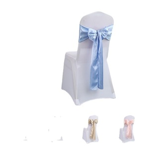 Suministro Directo de Fábrica: Funda para Silla de Hotel, Boda, Banquete, con Lazo de Flores y Cinta de Seda de Colores - Product Image 3