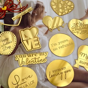 Décorations de gâteau en acrylique fantaisie en forme de cœur pour la Saint-<span class=keywords><strong>Valentin</strong></span> et les anniversaires – Accessoires de gâteau pour un joyeux anniversaire - Product Image 3