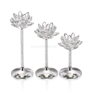 批发工厂销售手工水晶烛台花，带透明底座，用于婚礼和家居装饰