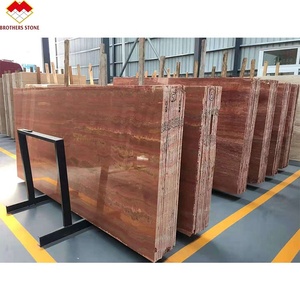 Giá bán buôn Rose Rosso Đỏ travertine phiến đá cẩm thạch gạch hiện đại màu đỏ gỗ dây leo cho trang trí nội thất sàn - Product Image 3