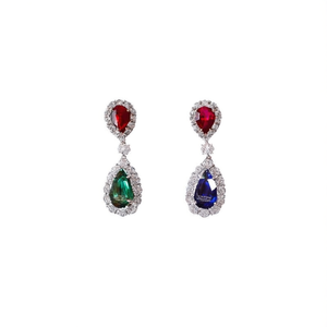 Orecchini Pendenti Classici da Donna in Lega d'Oro con Rubino Taglio a Pera, Montatura a Castone, Gioielli alla Moda per Feste, a Forma di Goccia d'Acqua - Product Image 1