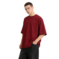 Kaos T-shirt Kasual Unisex Bahan Katun Murni Double Yarn 250gsm 32s, Model Longgar, Kerah Bulat, Lengan Pendek, Gaya Streetwear, Drop Shoulder