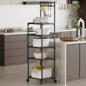 Organizador de Macetas Multiusos <span class=keywords><strong>para</strong></span> el Hogar, <span class=keywords><strong>Estante</strong></span> Metálico Móvil de Varias Capas <span class=keywords><strong>para</strong></span> Microondas, Organizador de Almacenamiento <span class=keywords><strong>para</strong></span> Cocina con Ganchos - Product Image 2