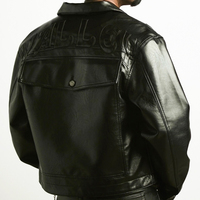 Veste de moto imperméable pour homme sur mesure en cuir véritable noir avec broderies et patchs en chenille Veste Noir Vetement Homme