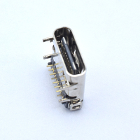 Konektor USB C Wanita 24 Pin, Konektor USB C Wanita Baris Depan, Masukkan Kaki dan Baris Belakang, DIP Kaki, Konektor SMD USB-Tipe C
